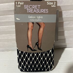 Secret Treasures 1 pair size 2 Fashion Tights Black Brand New!